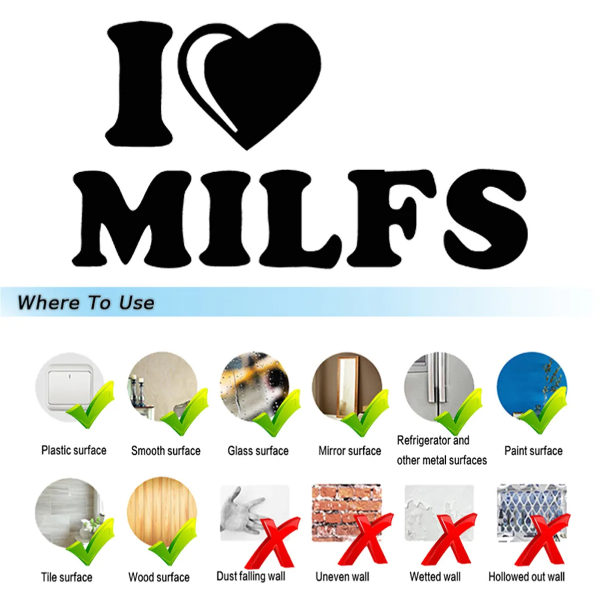 Я люблю Milfs Автомобиль Грузовик Лодка виниловая наклейка планшет стены для дома