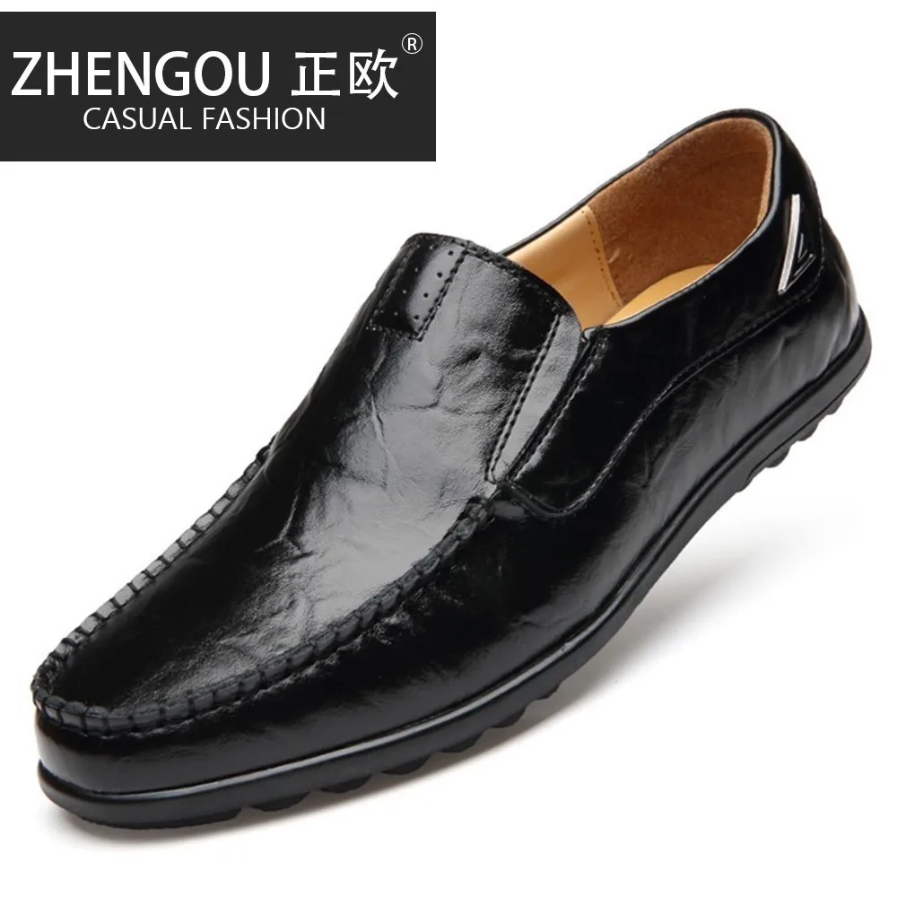 ZHENGOU new fall British business bean shoes real leather lazy man soft sole breathable men's casual shoe trend 2018 | Обувь