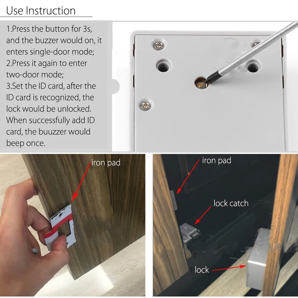Intelligent Smart Lock Battery RFID IC Card Sensor Cabinet Drawer DIY Invisible Hidde Digital without Perforate Hole | Безопасность и