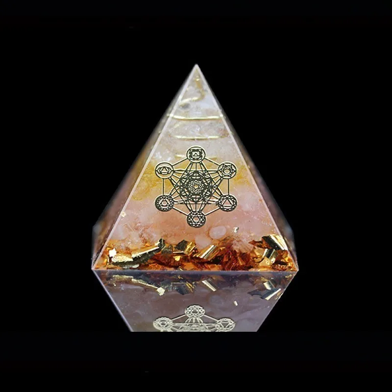 AURA REIKI Orgonite Pink Crystal Pyramid Auger Auger Energy Generator Resin Decorative Craft Jewelry Bring Lucky Home Z0014