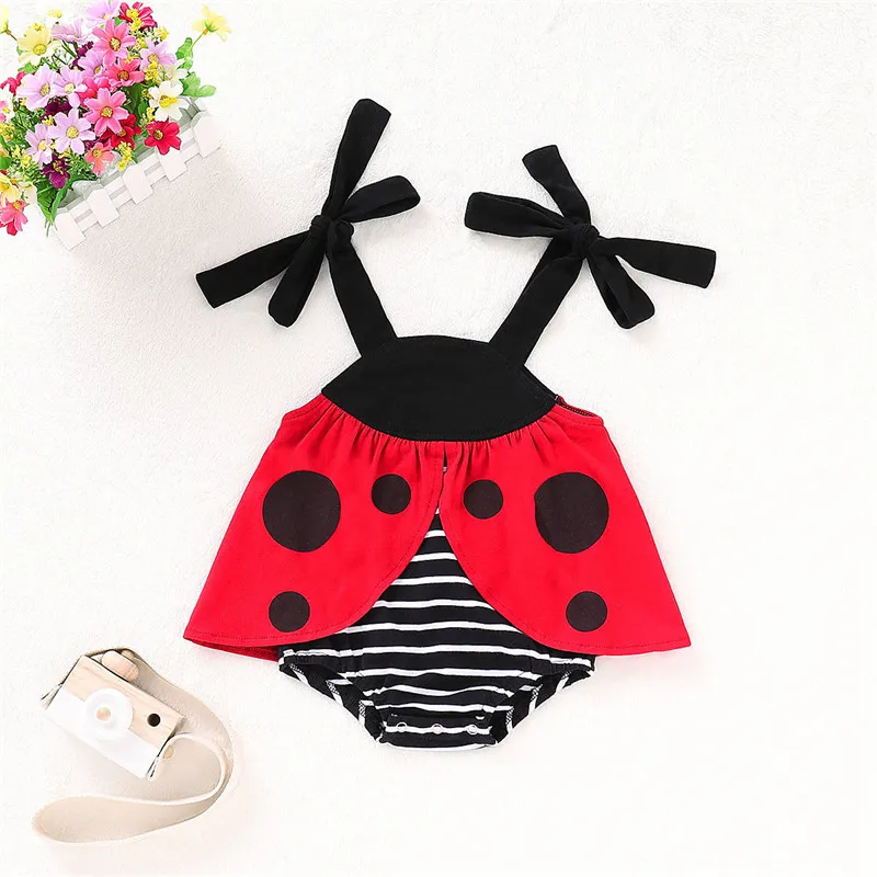 2019 New Newborn Baby Girl Infant Fashion Cute Beetle Romper Jumpsuit Playsuit Cotton Summer Clothes 0-24M | Детская одежда и