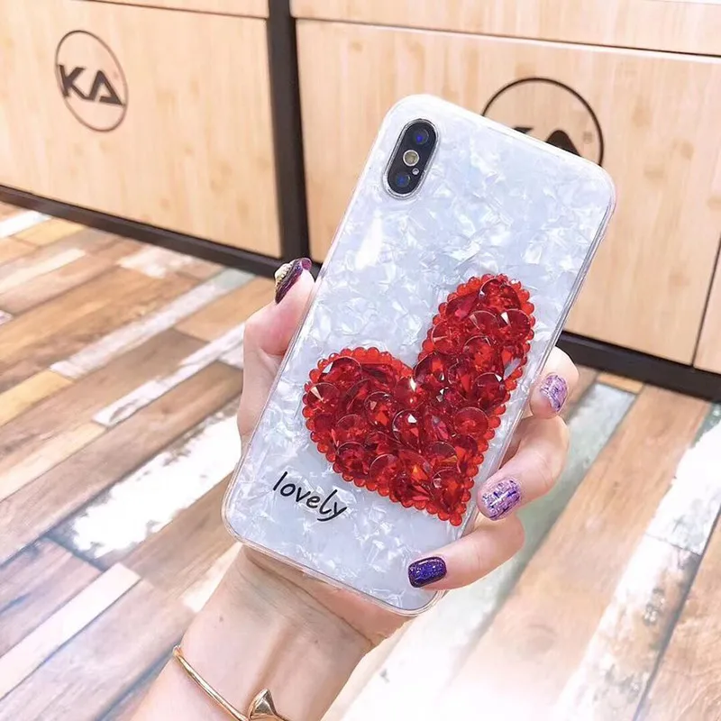 Lovebay Heart Love Patterned Case For iPhone 6 6S 7 8 Plus X XR XS Max Lovers Diamonds Mobile Phone Shell Soft Back Covers Coque |