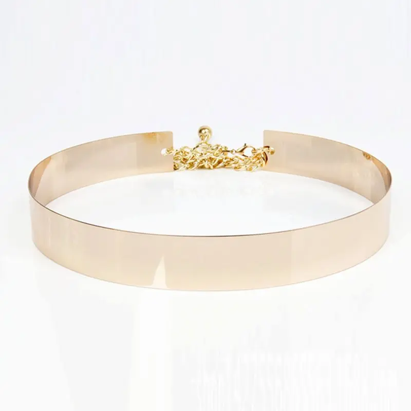 Женский зеркальный ремень с металлической цепочкой серебристые Роскошные