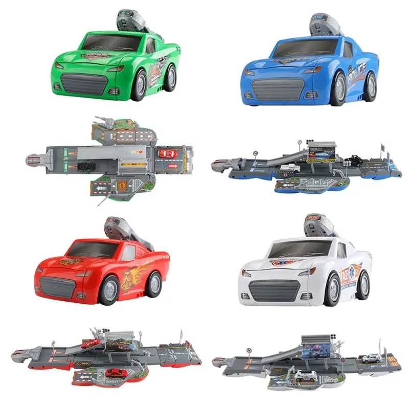 

Children DIY Assembled Building Kits Kids Simulation Track Parking Lot Toy With Sound And Light Boys Vehicles Model Toys Gifts
