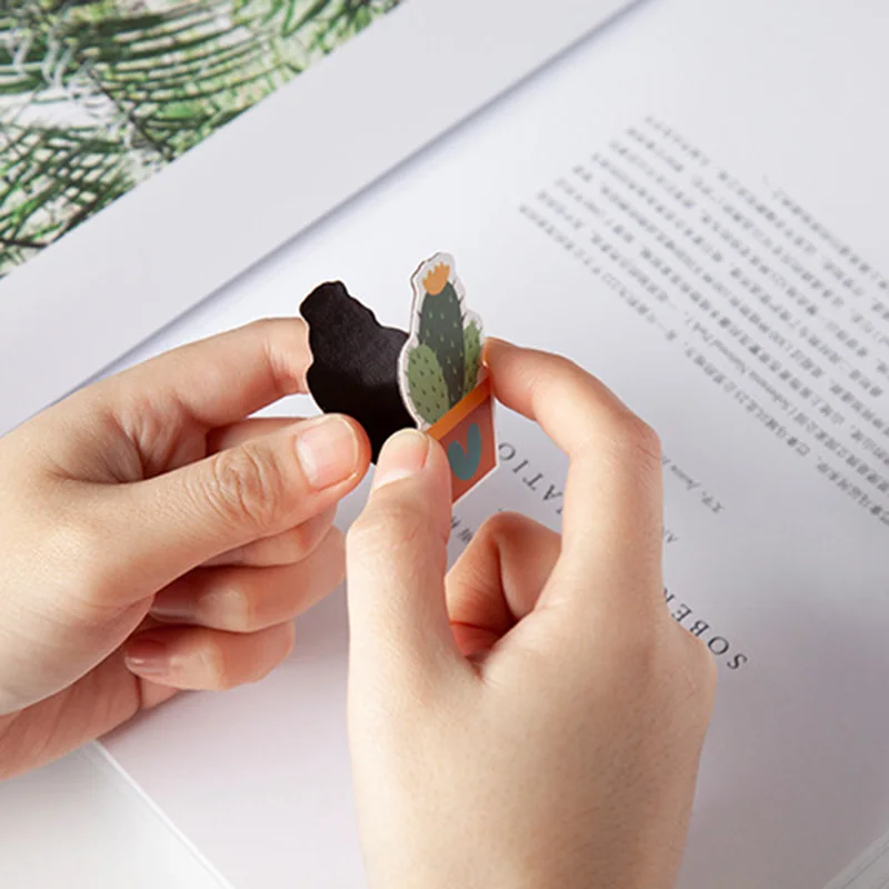 2 шт./лот магнитная закладка для зеленых растений Kawaii кактус книга отметка клип