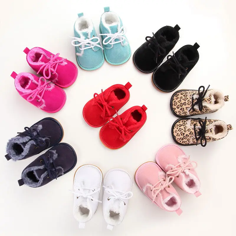 Зимние ботинки для новорожденных теплые на меху маленьких девочек и мальчиков