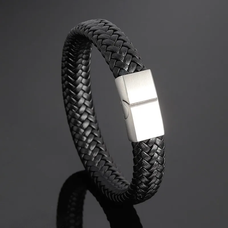 Новый Модный классический мужской кожаный браслет 2020 черный оплетка из