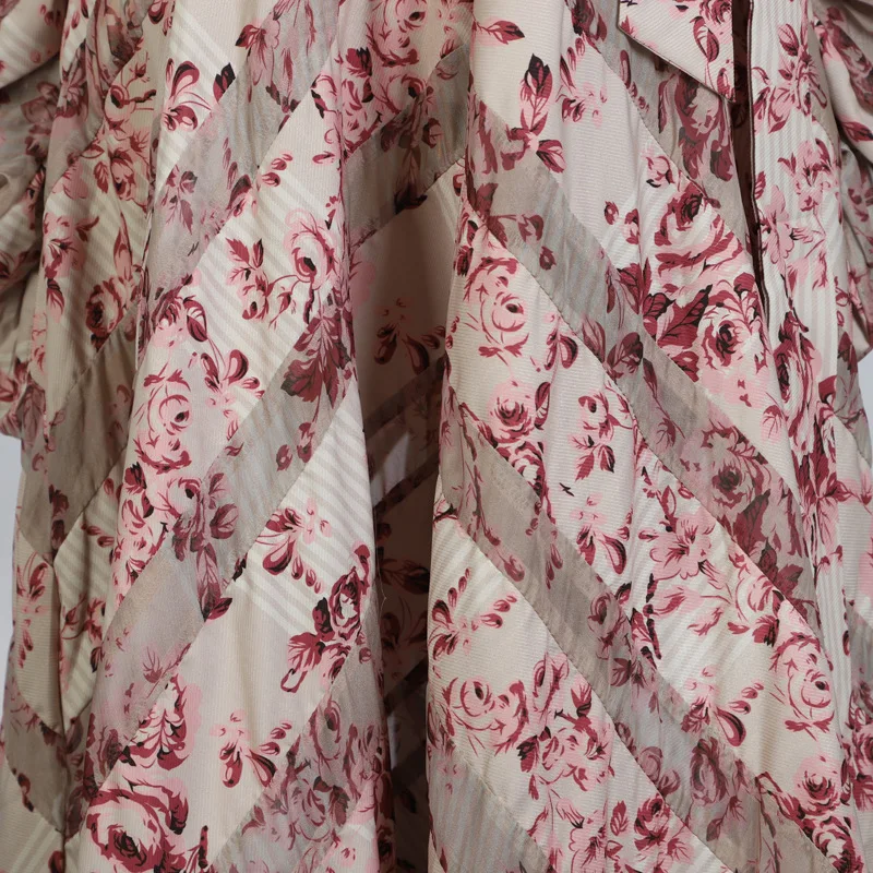 

OXANT Women's Long Printed Dress Irregular Twill Collars and Straps Long Dress Vintage Dress Long Sleeve Dress