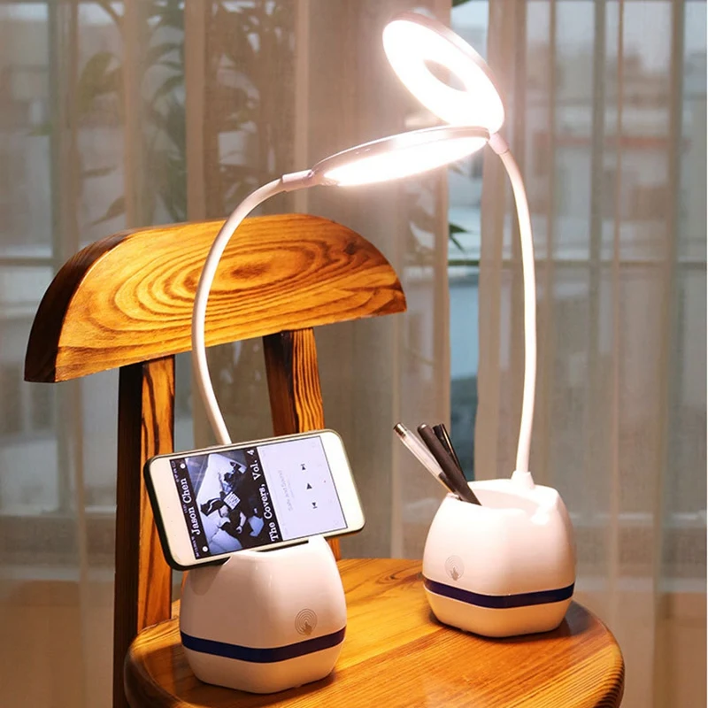 Rechargeable Cute Press Switch 3 Mode Led Eye Protection Table Lamp Folding Pen Holder Bedroom Reading Small Tabl|Настольные лампы| |