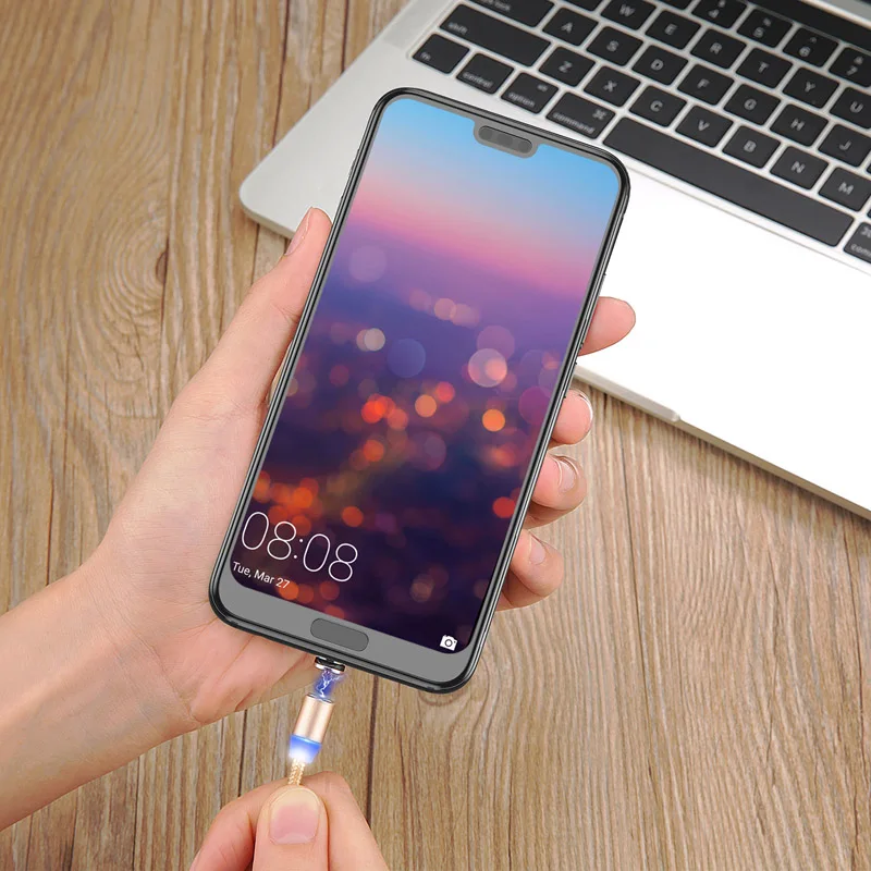 USLION 1 м светодиодный магнитный кабель и Micro USB Type C Магнитный зарядный для Samsung S10 iPhone Xs Max XR X 8 7 6 Plus|Кабели