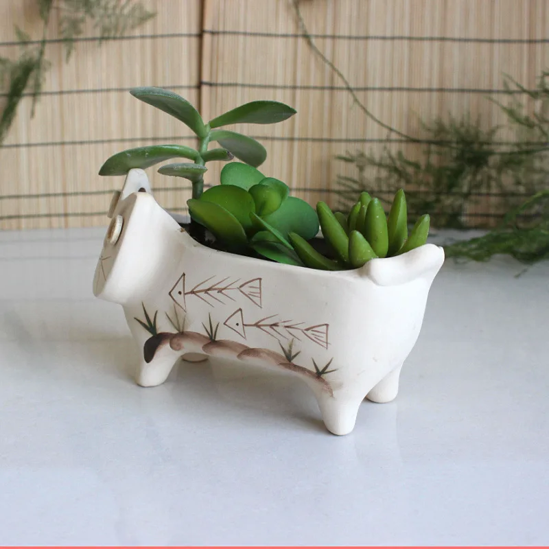 Ceramic Succulent Flowerpot Zakka Flower Vase Decoration Accessories Modern Home Vasos Desk Florero Cute Animal decor | Дом и сад