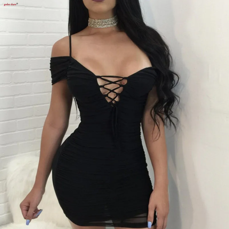 Sexy Mini Dresses Women Vestido 2019 Femme Summer Clothes Short Sleeve V Neck Backless Bandage Dress Female Costumes | Женская одежда