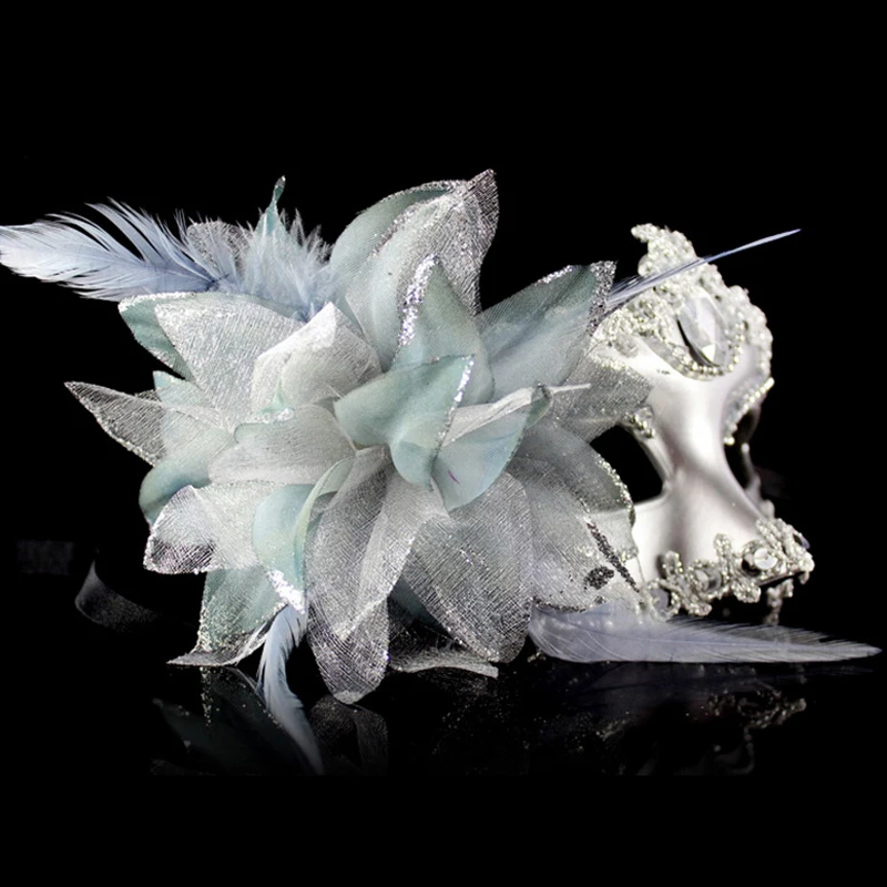 Сексуальная Венецианская маска с бриллиантами венецианские перышки цветы