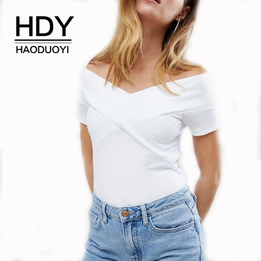 Женская Полосатая Футболка HDY HAODUOYI элегантная Летняя Повседневная футболка с