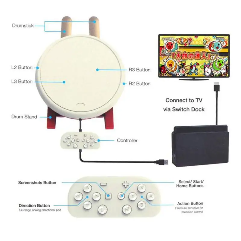 Для барабан Тайко совместимый с N-Switch барабанный контроллер палки аксессуары для