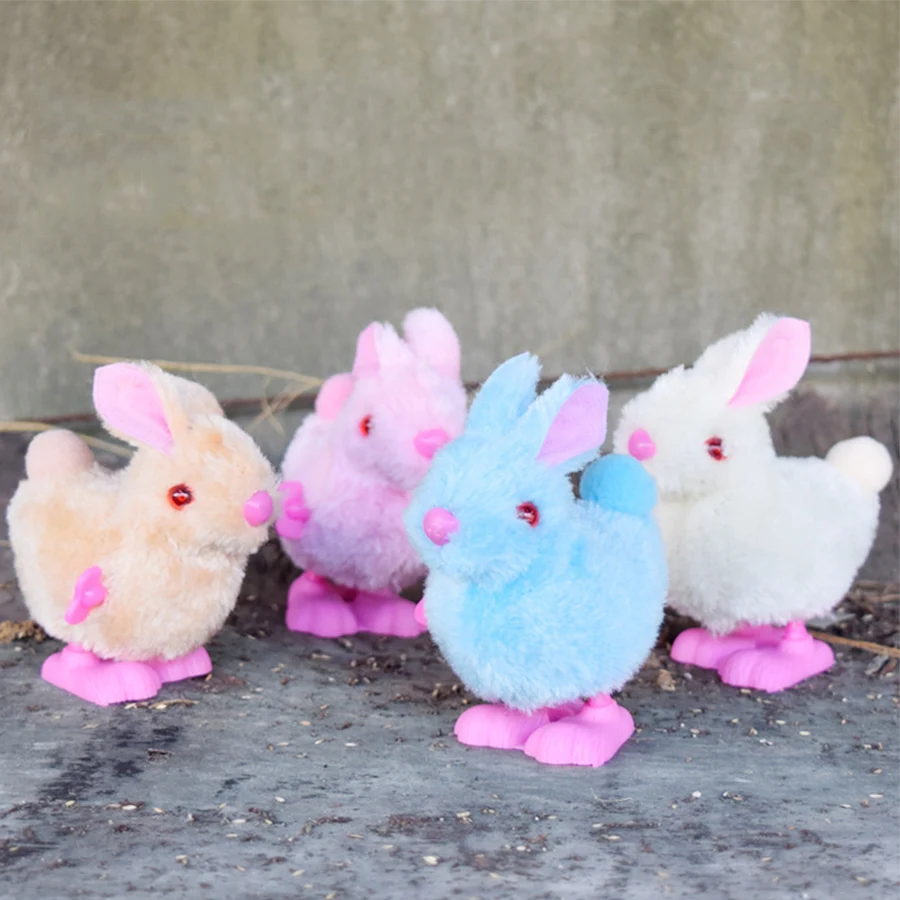1Pcs Cute Plush Rabbit Wind Up Toy Random Color For Baby Cartoon Clockwork Jumping Walking Kids Children Gifts Hot Plastic | Игрушки и