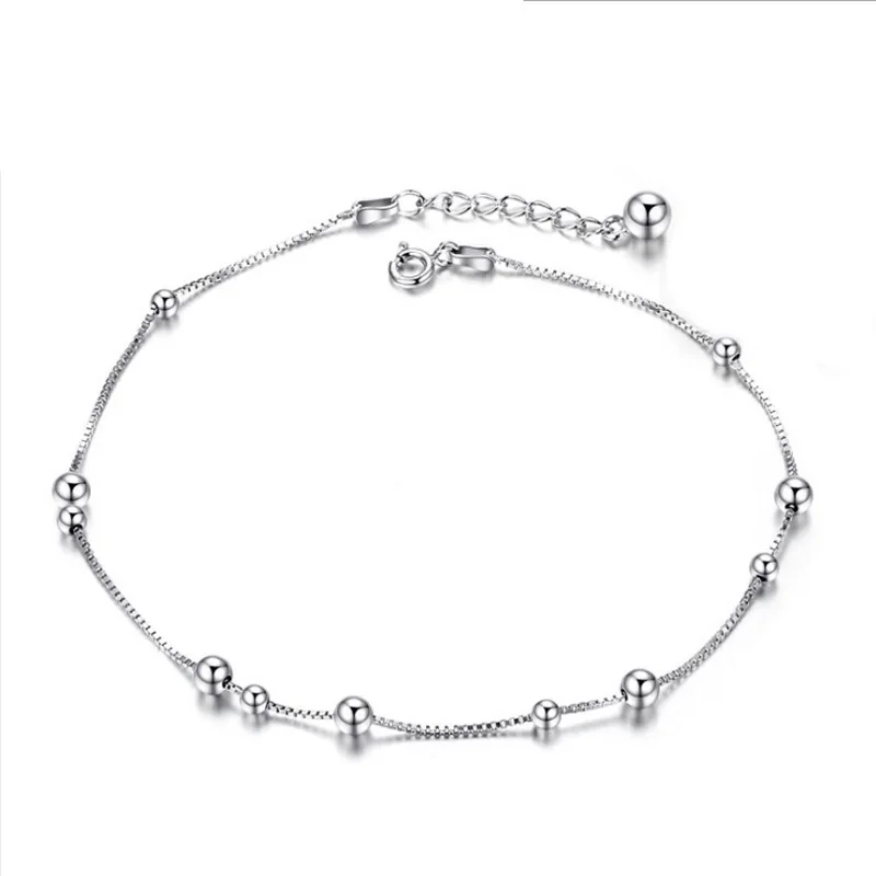 Fashion 925 Sterling Silver Anklet fine Jewelry Small Bead Foot Chain For Women Girl S925 Ankle Leg Bracelet | Украшения и