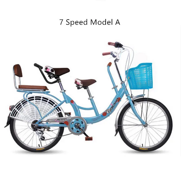 New Brand 22 Inch Aluminum Wheel Carbon Steel Mother And Children Double Seat 7 Speed Women's Bike City Lady Bicicleta Bicycle | Спорт и
