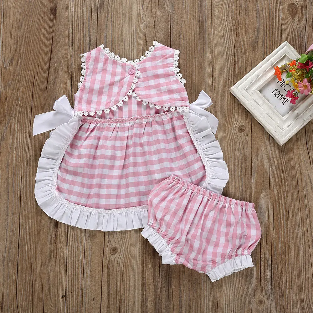 

Pudcoco Girl Set 0-24M US Summer Newborn Kids Baby Girls Clothes Top T-Shirt Shorts Plaids Outfits Set