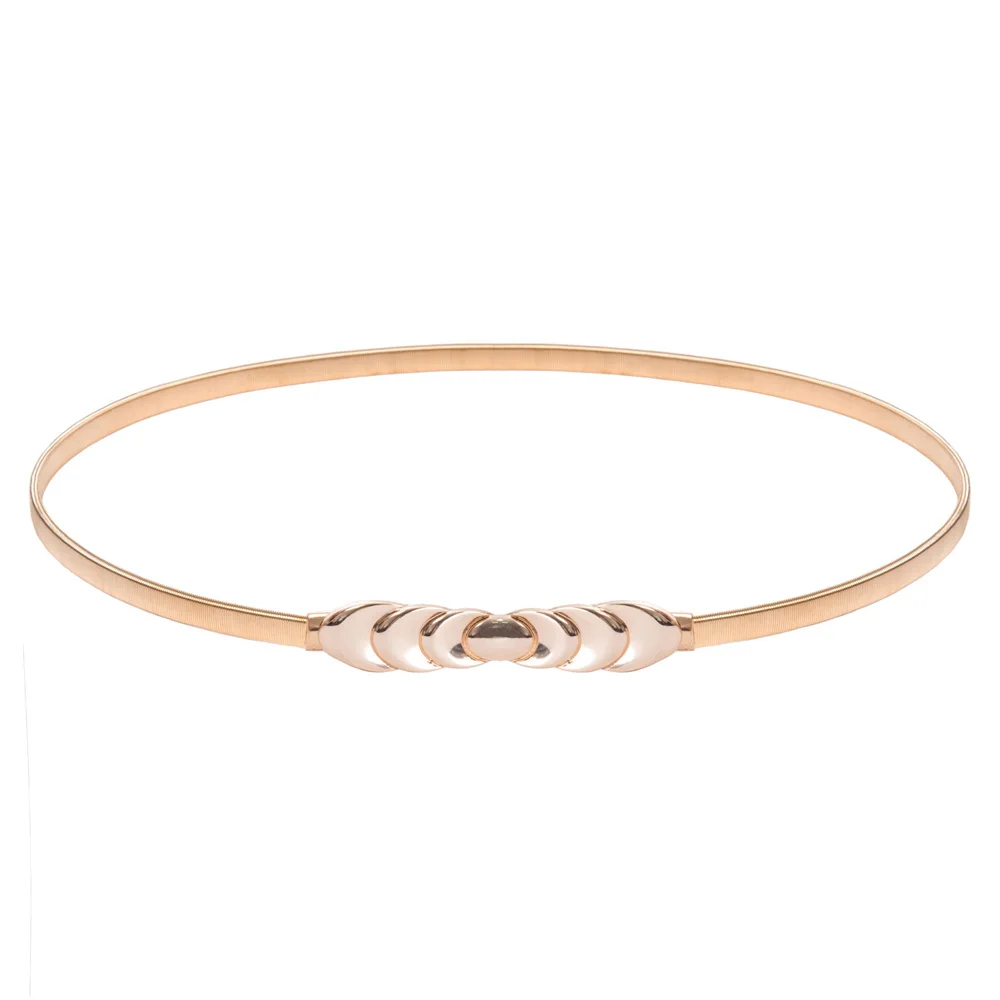 

GK Women Ladies Girls Fashion belt for party evening dress elegant vintage thin Skinny Punk Elastic Alloy Belt gold Waistband
