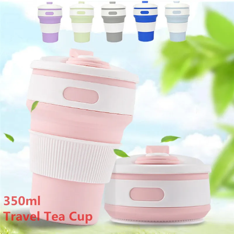 6 Colors Collapsible Creative Coffee Cups Silicone Mug For Hiking Reusable Portable Large Capacity Pure Color Cup Mugs Traveling | Дом и сад