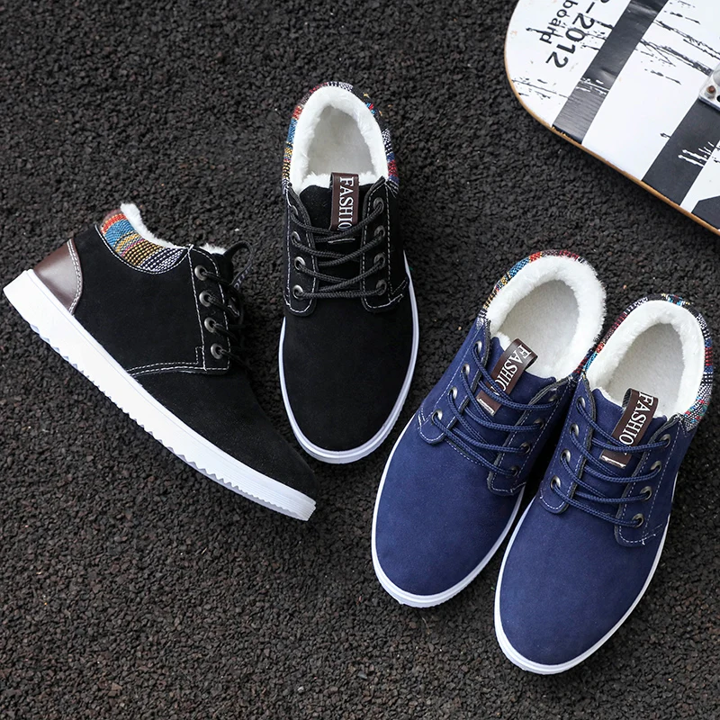 Audorci 2018 Winter Fashion Men Casual Shoes Man Comfortable Lace-up Shoe Male Outdoor Keep Warm Size 39-44 With Fur | Обувь