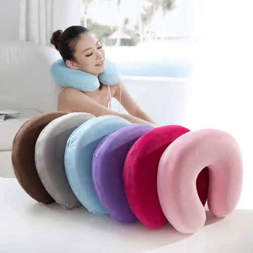 

Soft U Shaped Slow Rebound Memory Foam Travel Neck Pillow for Office Flight Traveling Cotton Pillows Head Rest Cushion
