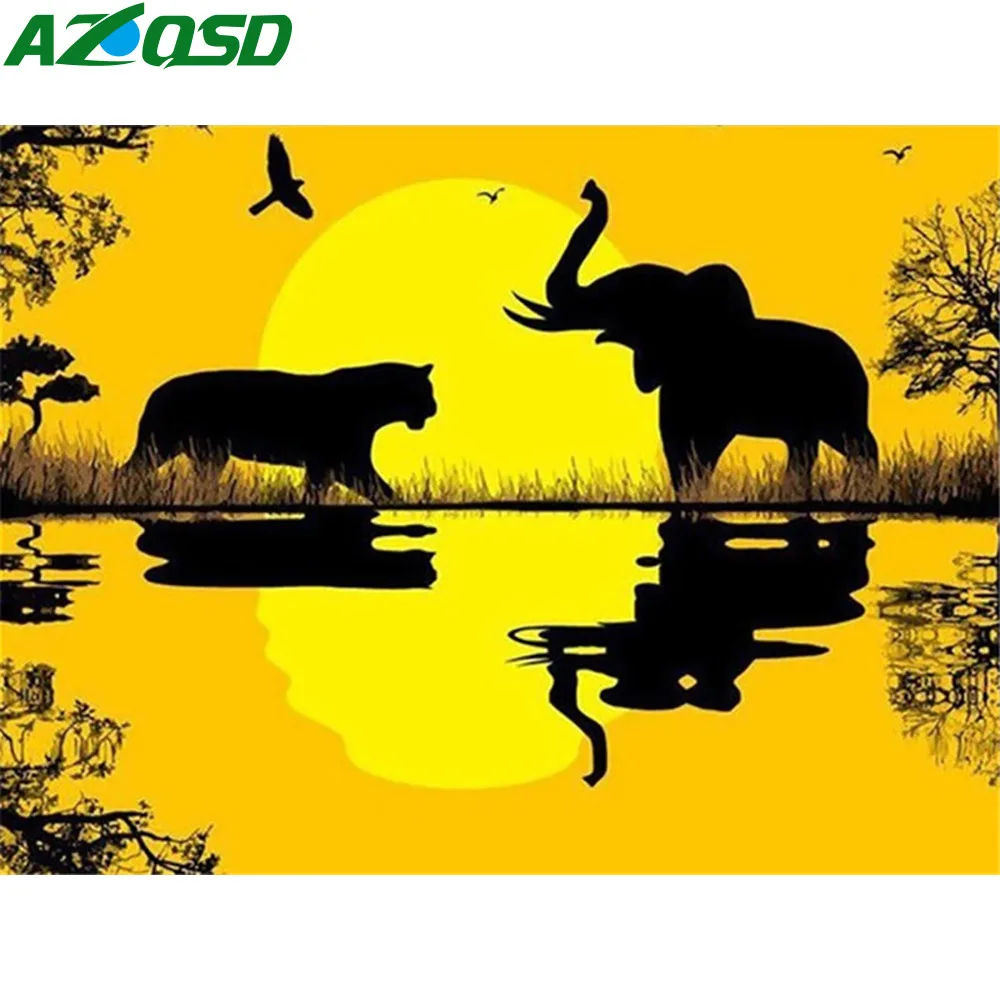 AZQSD Алмазная вышивка слон 5D DIY картина животное крестом Стразы ручной работы