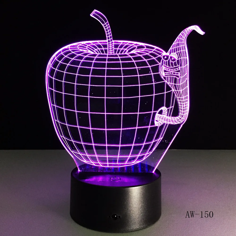 Корейский мультяшный 3d Apple и телефон цветная светодиодная Ночная лампа меняющие