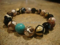 bohemian mixed stones agates turquoises beaded boho chic stretch bracelet