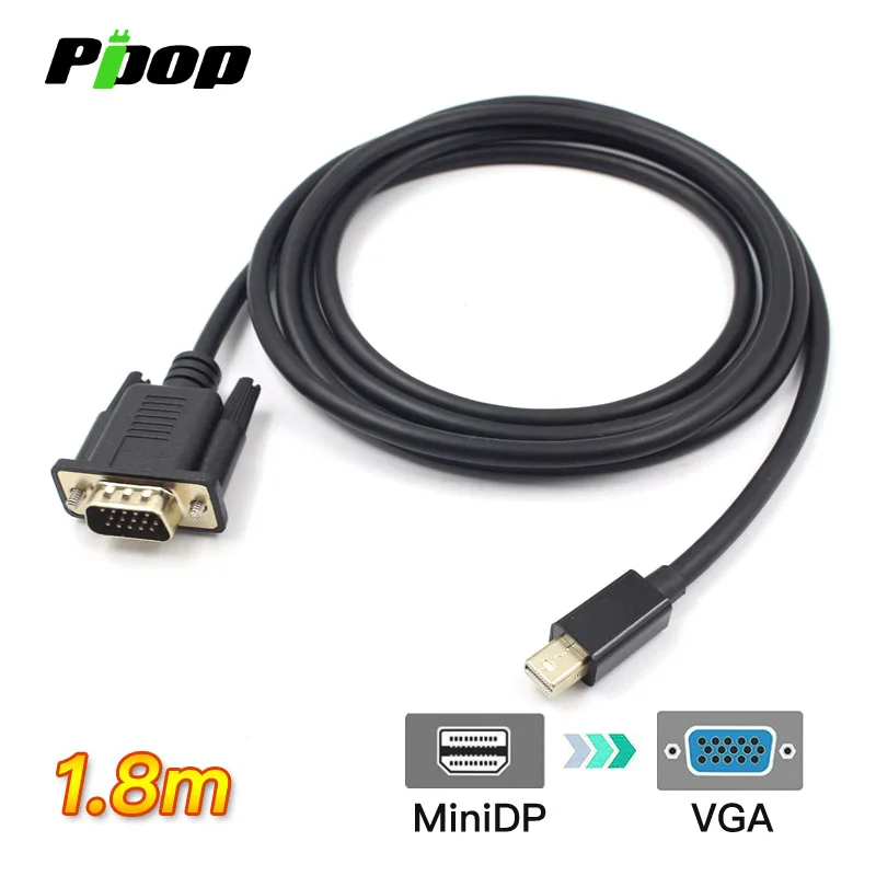 Mini DP to VGA DisplayPort конвертер 1080P 1 8 м кабели Male Thunderbolt 2 Для iMac MacBook Pro Air Mac mini Surface| |