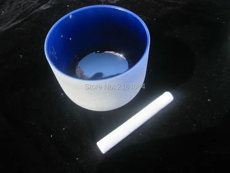 12&quot Indigo Color A Note Chakra Frosted Quartz Crystal Singing Bowl with free suede and o ring | Спорт и развлечения