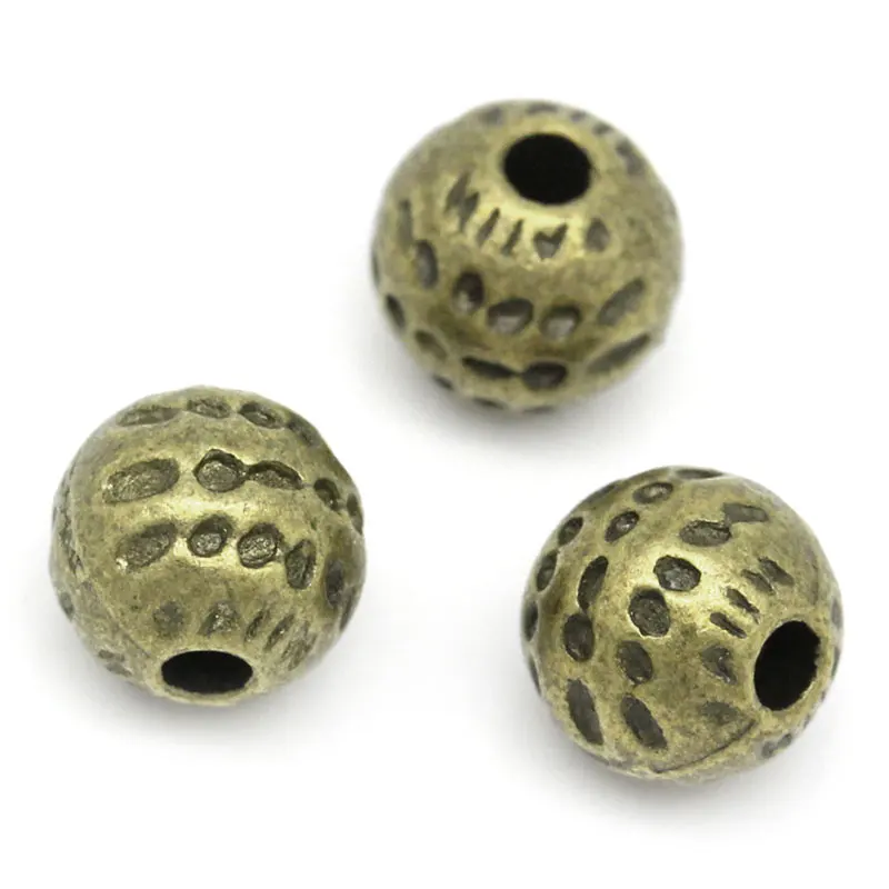 

Spacer Beads Round Ball Antique Bronze Dot Carved 6mm Dia,Hole:Approx 1mm.100PCs (K02715)