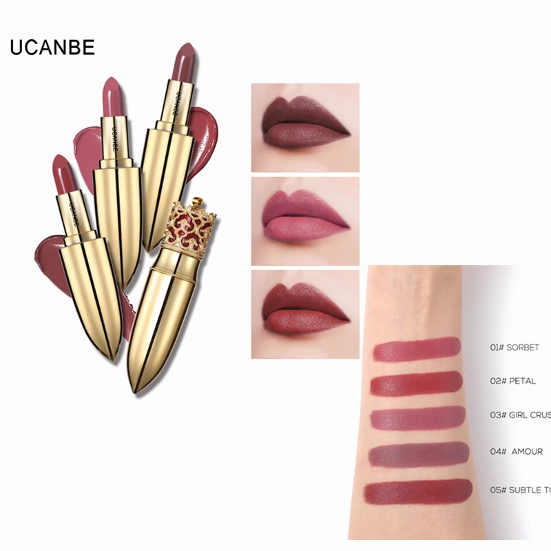 UCANBE, телесный макияж, корона, матовая губная помада, роскошная, золотая, стойкая, водостойкая, для губ, ТИНТ, пигмент, бархат, блеск для губ, косметика, maquiagem TSLM1
