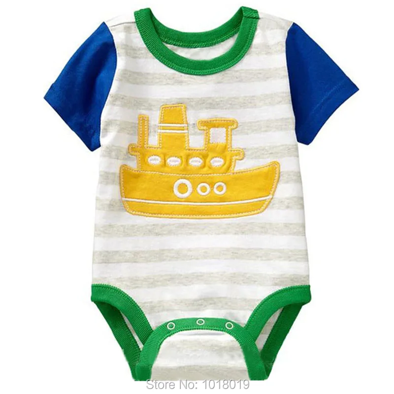 

New 2019 Newborn Baby Boys 100% Combed Cotton Branded Clothing infant Clothes Summer Bebe Bodysuit Creeper Jumpsuit Short Sleeve