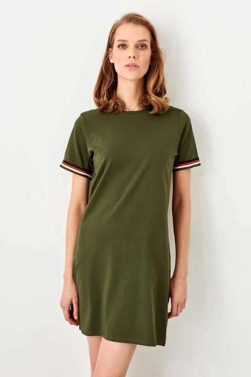 Trendyol Haki трикотажное платье с лентами TWOSS19FV0107|Женские платья| |