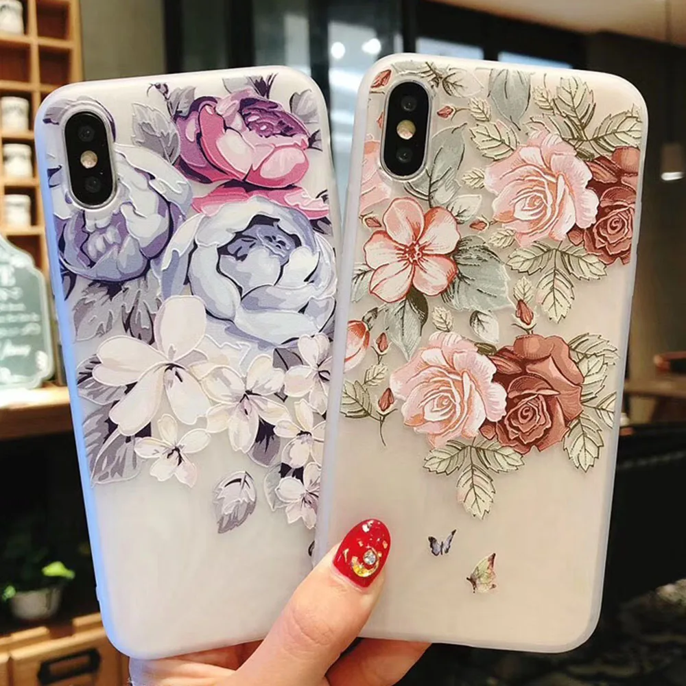 KISSCASE чехлы с Цветочным Тиснением для iPhone 5S 5 SE X XS Max чехол 3D TPU силиконовые