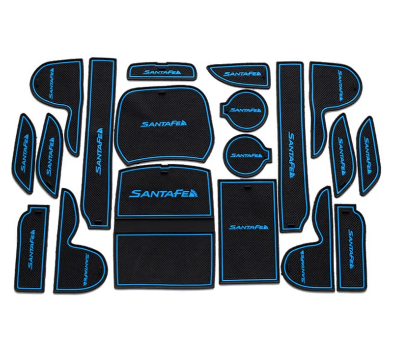 

19Pcs Car Gate Slot Mat Cup Holder Rubber Mat Auto Door Groove Latex Mats Fit For SANTAFE 2013-2015