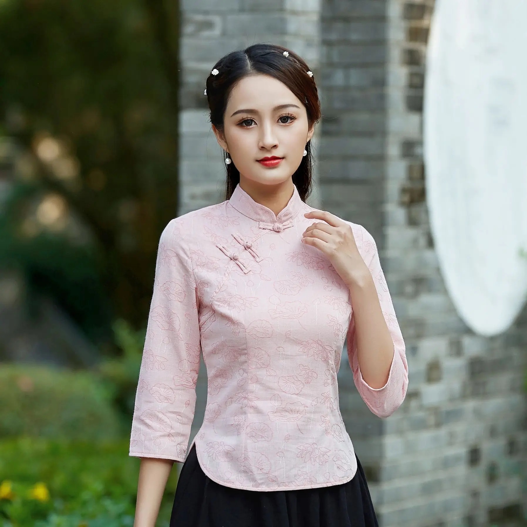 SHENG OCO Женские китайские топы Lien Qipao рубашка летняя хлопковая куртка Чонсам с