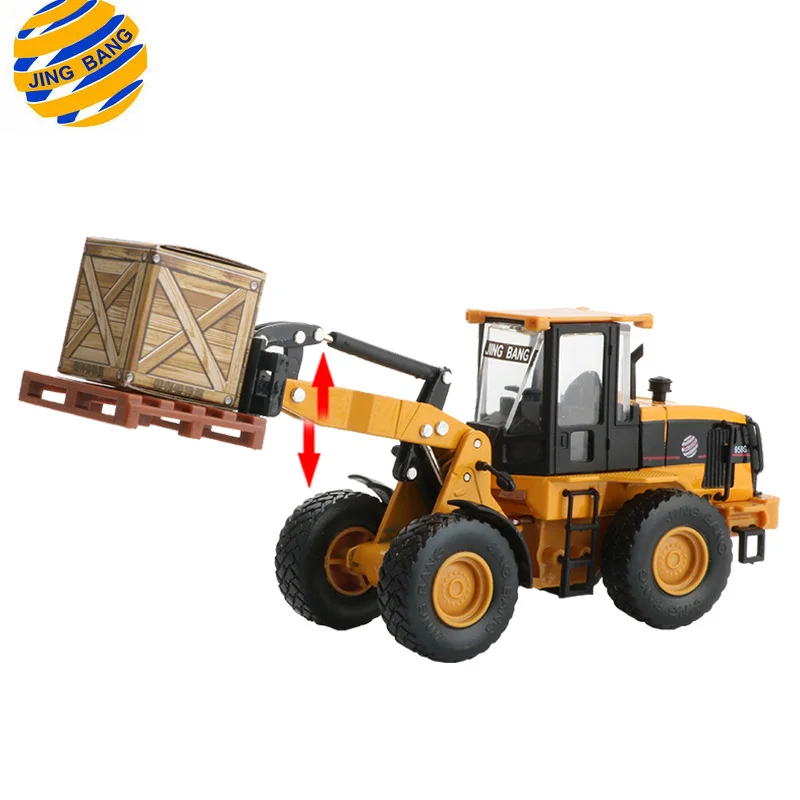JINGBANG 1:60 колесный погрузчик из сплава модель игрушечного строительного