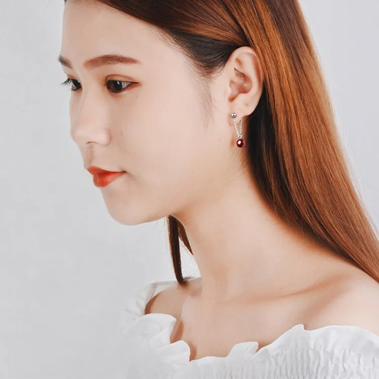 Женские серьги пусеты розовые/бордовые с кристаллами|Серьги-гвоздики| |