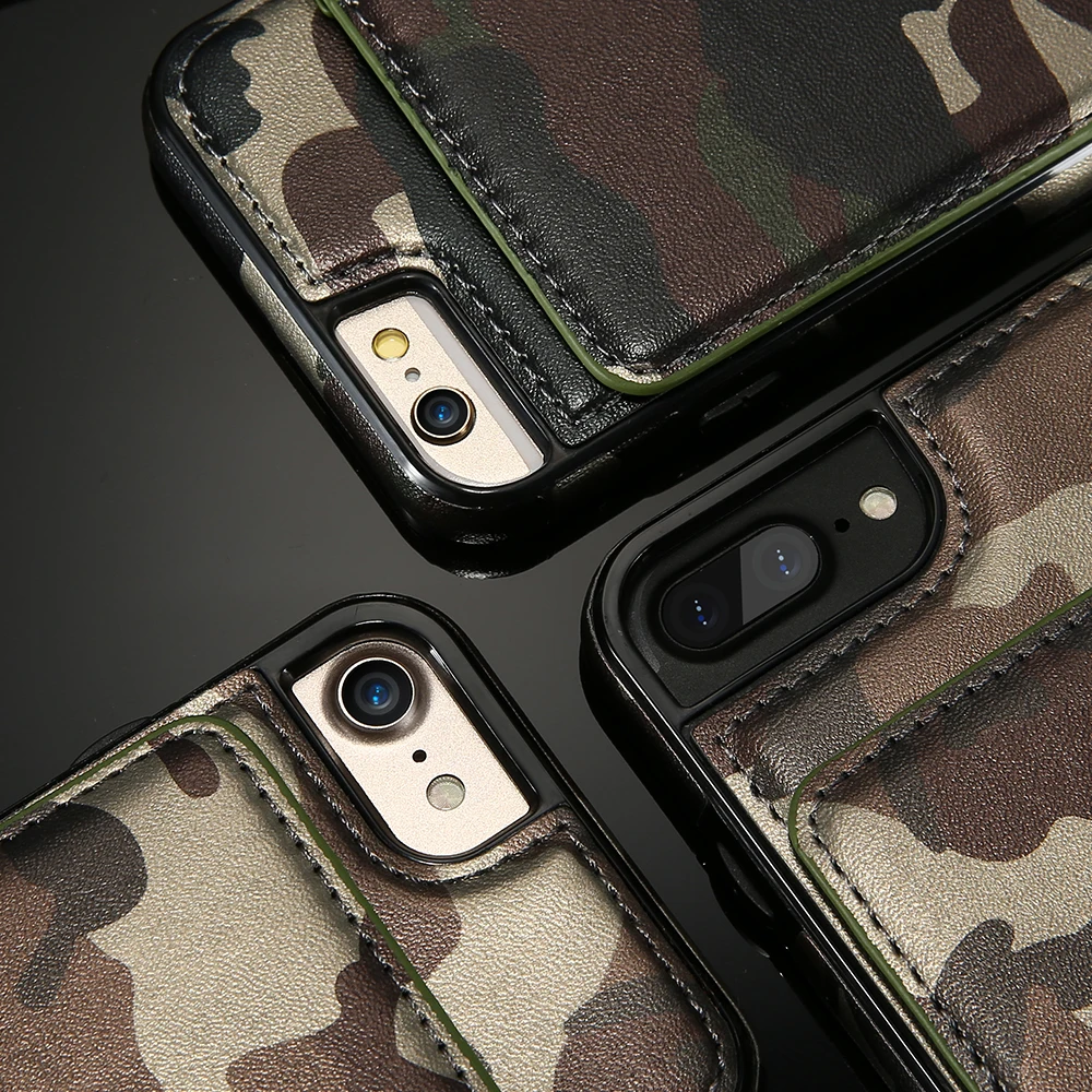 KISSCASE камуфляжная кобура для iPhone 6 6s 7 8 Plus из искусственной кожи слот карт откидной