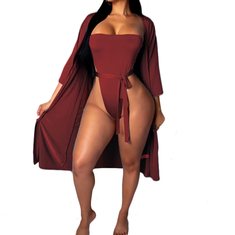 Women 2 Piece Suit 2019 Fashion One Slim Bodysuit Tops + Long Cardigan Ladies Summer Sexy Boho Style Beach Outfits Set |