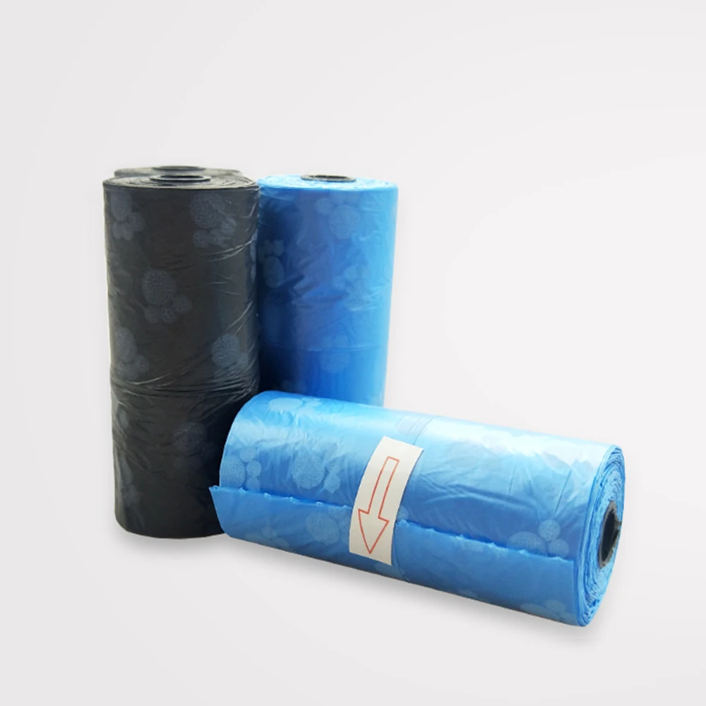 

15 Pcs Pet Dog Waste Poop Bag Garbage Bags Degradable Paw Printing Clean-up Bag Pet Waste Bags Supplies Blue/Black