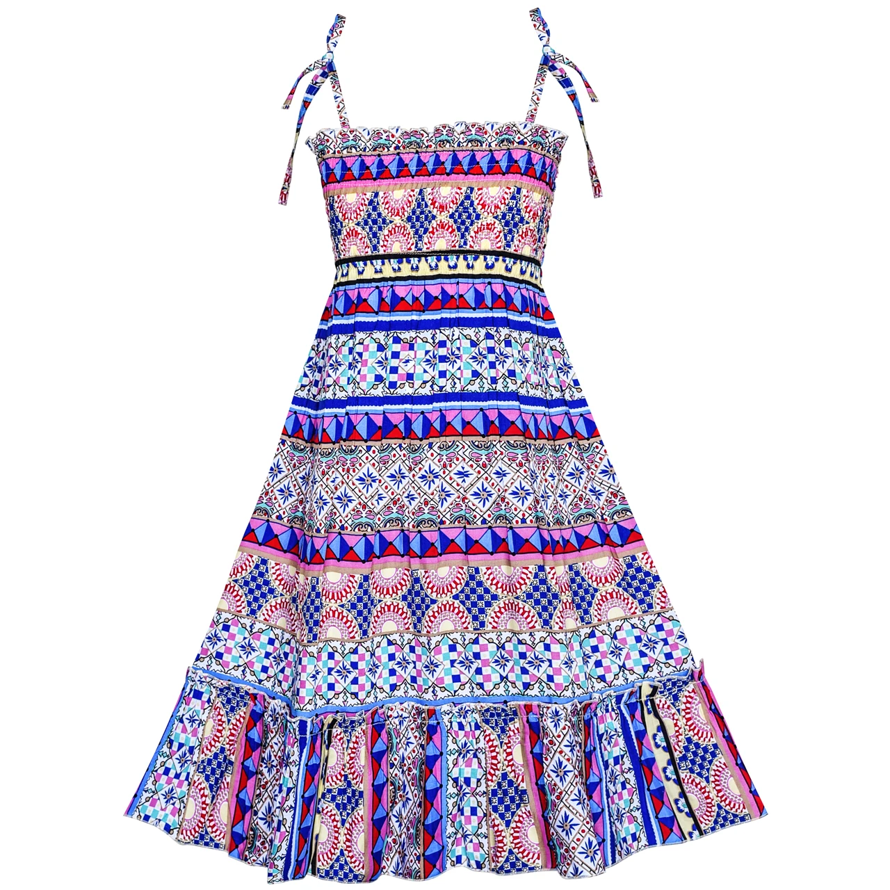 Sunny Fashion платья для девочек платье Цветок Девушка Платье красный Листья Копченый