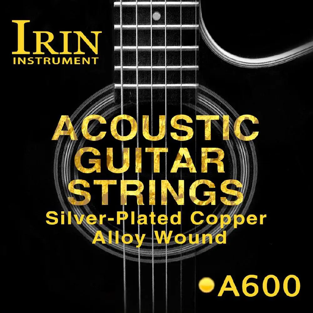 

IRIN 6pcs Acoustic Guitar String Set Brass Silver Plated Copper Alloy Wound Guitarra Strings Replacement Folk Guitar Accessories