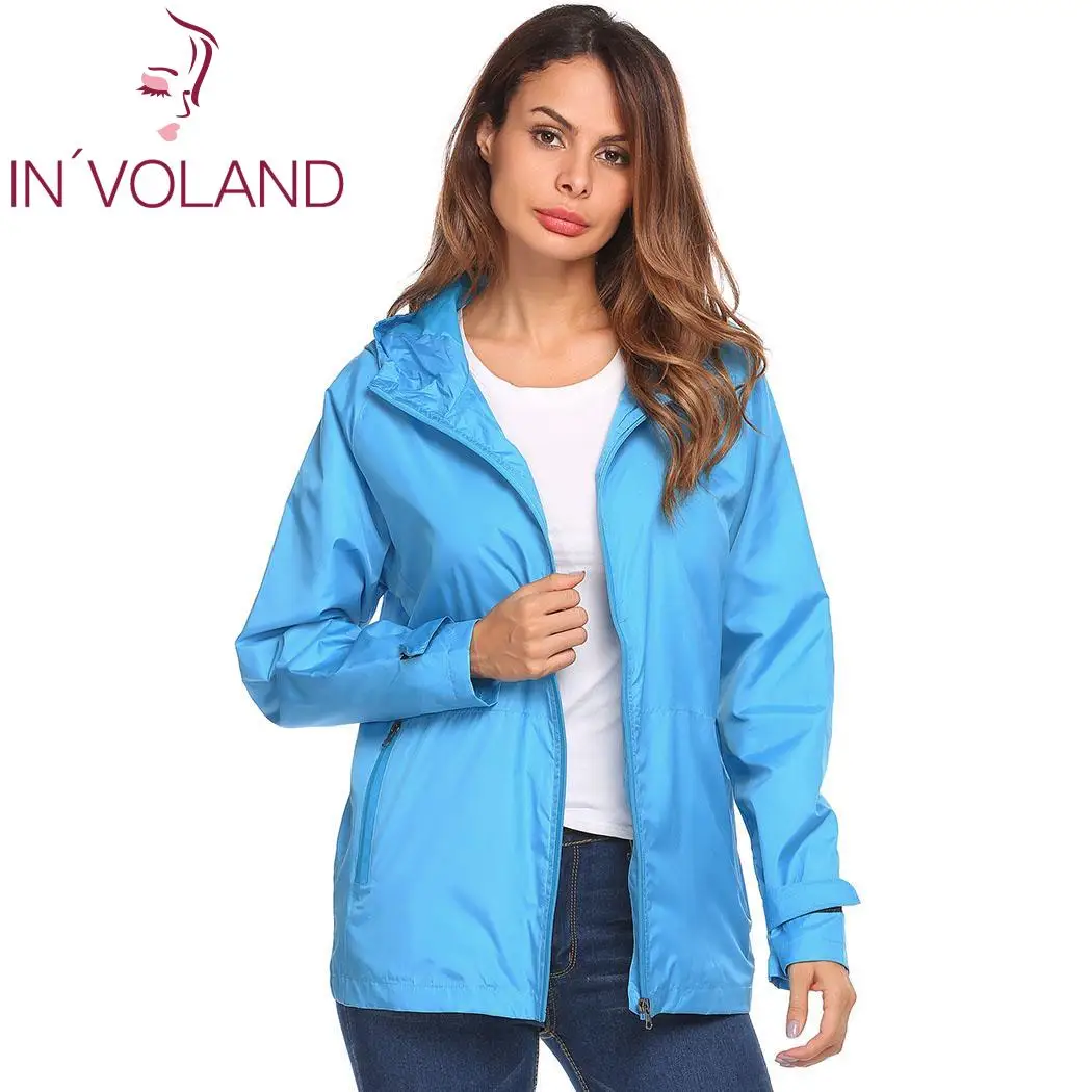 New Women Waterproof Breathable Long Sleeve Solid Coat Rain Jacket Autumn Winter Pockets Zip Zipper Closure Hooded | Женская одежда