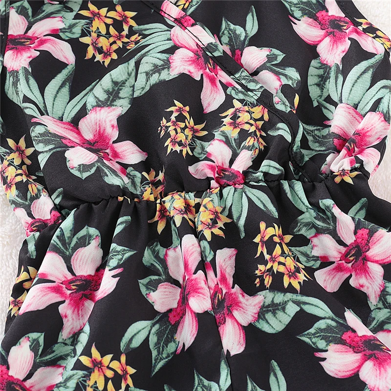 Kids Romper Baby Girl Clothing Flower Print Sleeveless Short Pants Girls Jumpsuits Rompers Toddler Outfits Infant Clothes | Мать и