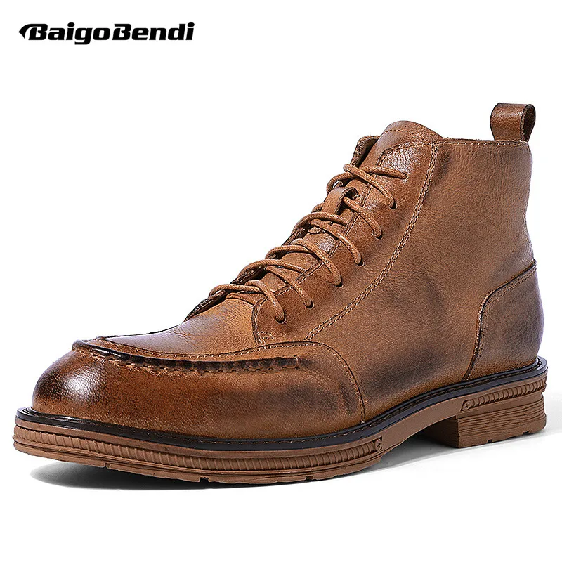 

New Arrival Trendy Winter Boots Man Round Toe Full Grain Leather Chelsea Boots Hight End Ankle Boots Men Trendy