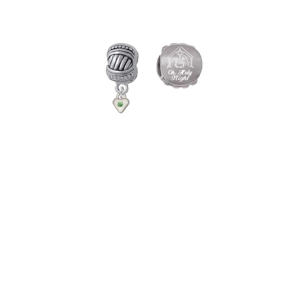 Silvertone Mini August-Lime Green Crystal Heart Come Let us Adore Him Charm Beads (набор из 2) |